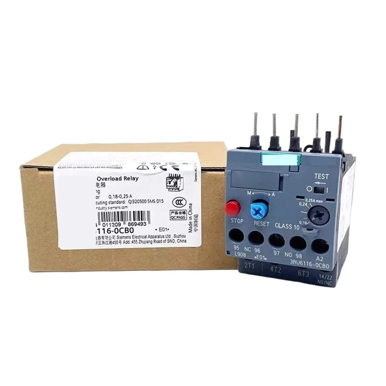Protecteur de surcharge et de surchauffe de moteur de relais thermique 3RU2116(2.2-3.2A)