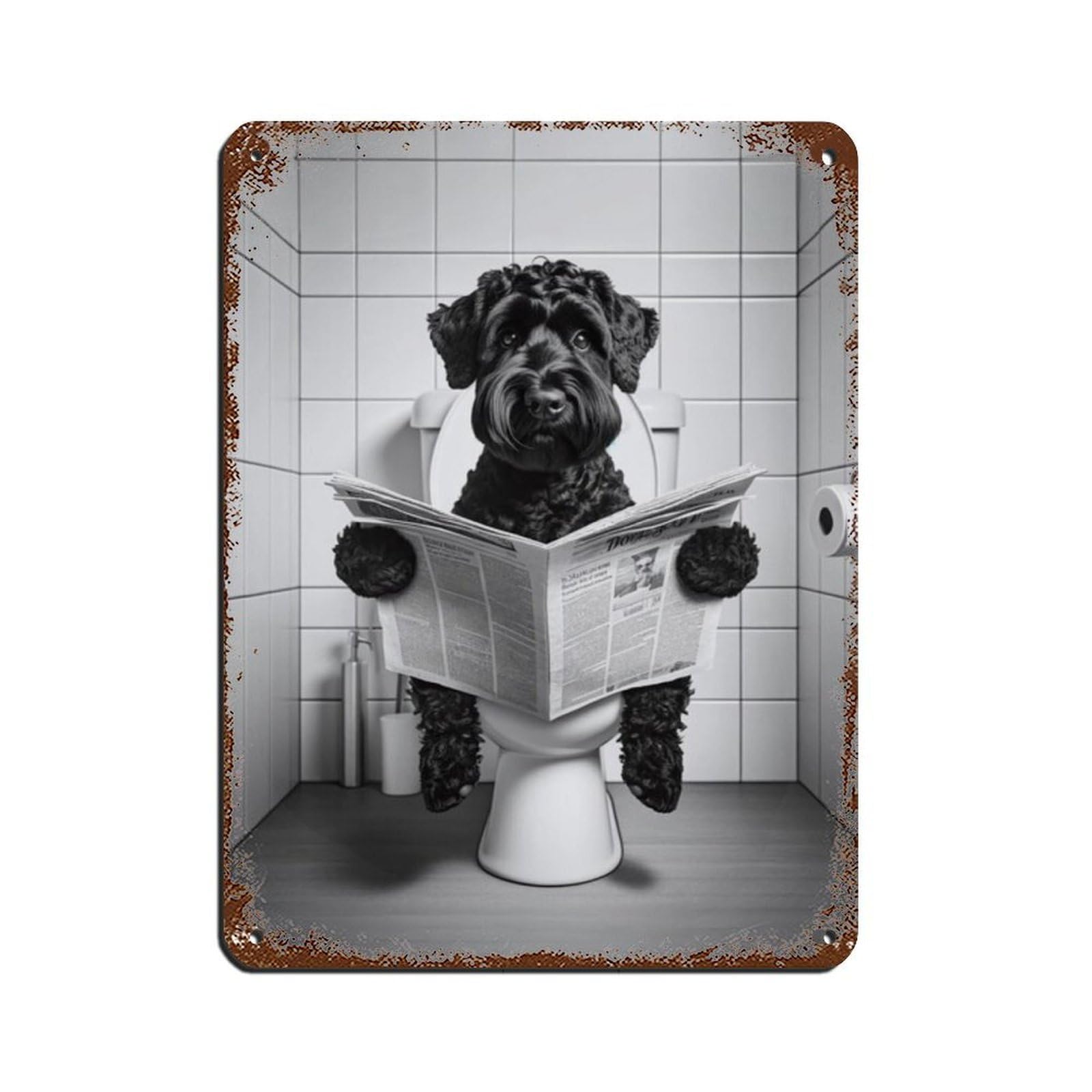 Black Russian Terrier Retro Poster Metal Tin Sign Chic Art Retro Iron Painting Bar People Cave Cafe Family Garage Poster Wall Decoration 12x16inch(30x40cm)