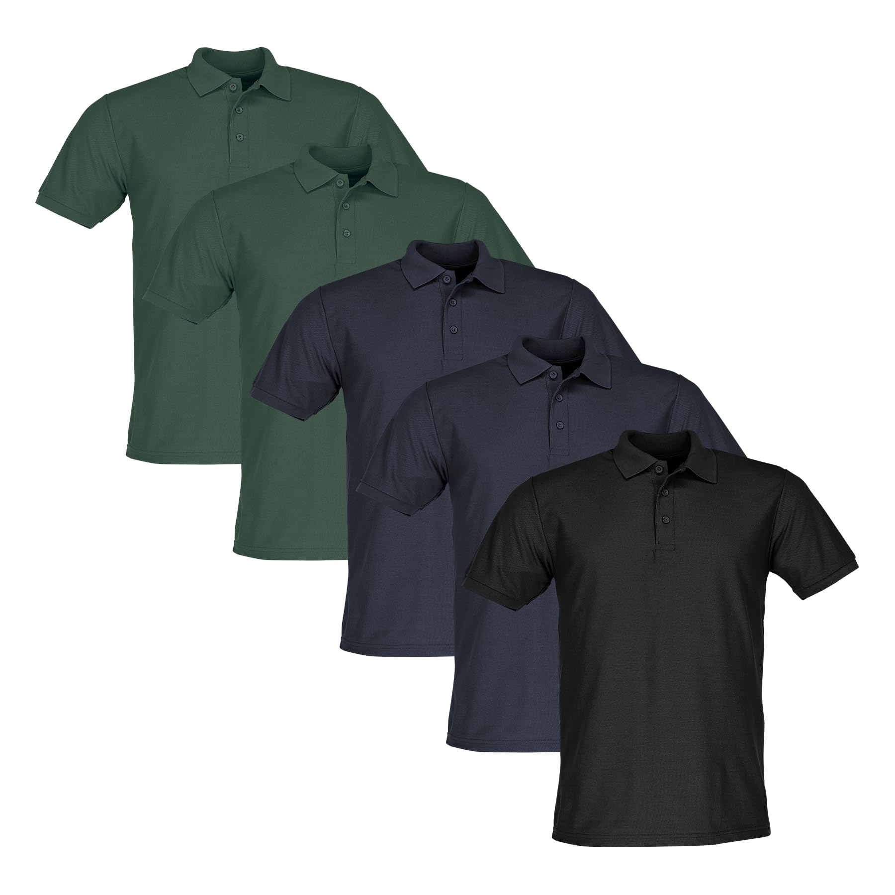 Fruit of the Loom 5er Pack 65/35 Piqué Polo Herren Poloshirt + Web-Textilien24 Stoffbeutel - S M L XL XXL 3XL 4XL 5XL - Diverse Farbsets