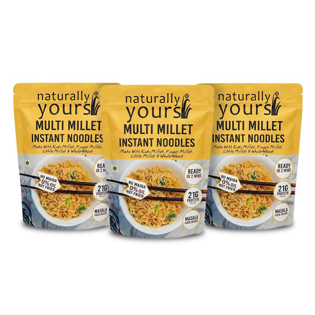 Naturally Yours Multi Millet Instant Noodles 175g | Kodo & Little Millet + Whole Wheat | 21g Protein | High Fiber | No Mai...