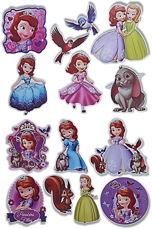 UNIq Funky Princess Sofia The First Stylish 3D Puffy Big Size Non-Toxic Waterproof Form 24 Stickers Set for Car Bike Laptop Bottle Door Stakeboard etc