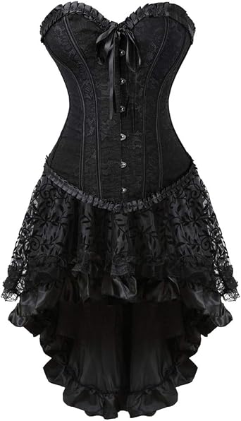 Kranchungel Corset Dress Halloween Costumes Women Steampunk Corset Skirt Renaissance Corset Dress Burlesque for Themed Party