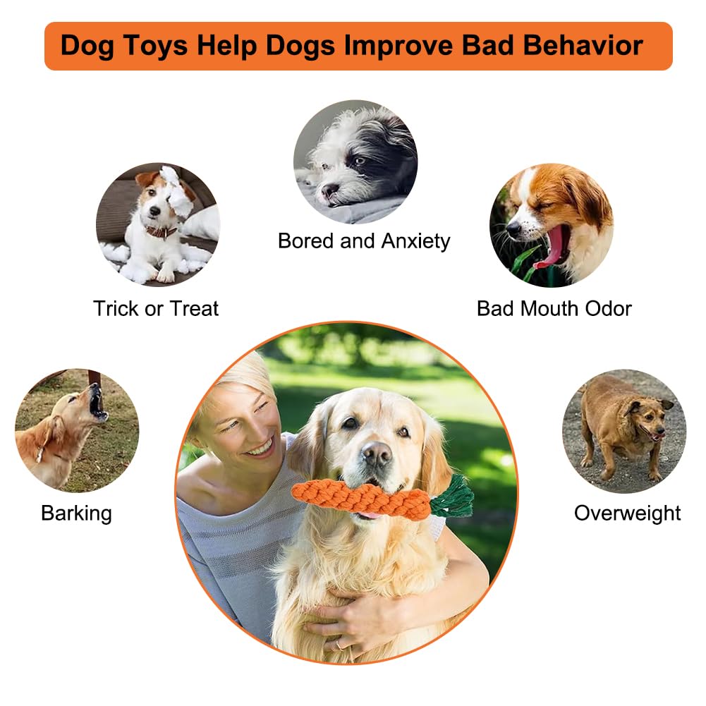 NIEEKRUN 2 Pack Dog RopeToys Carrot Dog Toys Puppy Teething Toys Dog Braided Rope Toy, Dog Chew Toys - Image 3