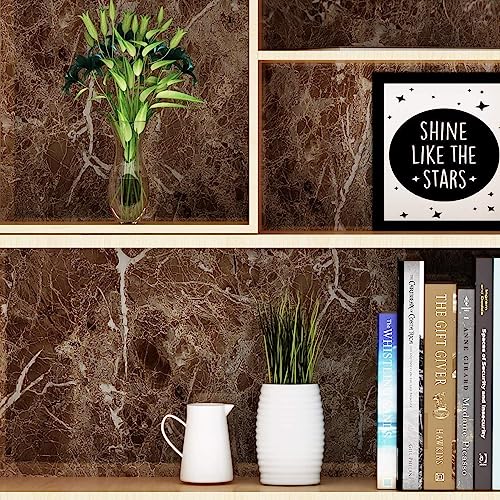 Image of HOME13 Marble Wallpaper Peel & Stick Contact Paper Self Adhesive Decorative Removable Waterproof Wallpaper for Kitchen Cabinet and Furniture Countertops (24 X 200 INCH, Light Brown Marble)
