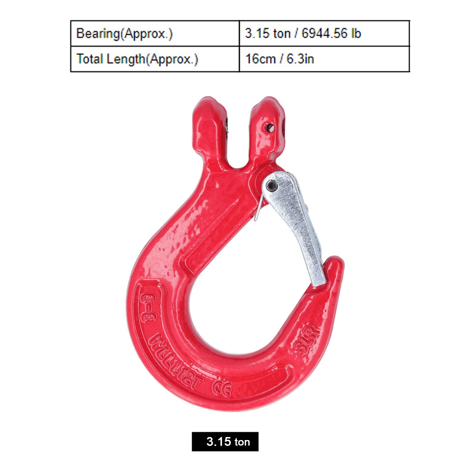 Sicherheitshaken, Schwerlast-Winden-Gabelkopf-Schlupfhaken aus legiertem Stahl, für Schiffs-Automobilfracht(3.15T)