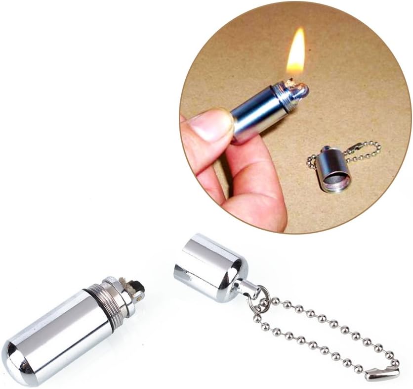 Metal Mini Portable Pocket Peanut Capsule Lighter Cigarette Cigar Refillable Oil Lighter Torch Key Chain Flint Wheel Oil Cigarette Lighter EDC Keychain Capsule Lighter Kerosene Lighter Peanut Lighter