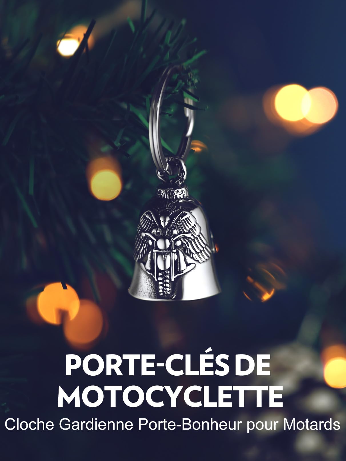 Bandmax Clochette Moto Porte Bonheur en Acier Inoxydable, Cloche de Moto Ailé à Motif d'Ange, Viking, Boussole, Marteau, Celtique, Crâne, Guardian Bell