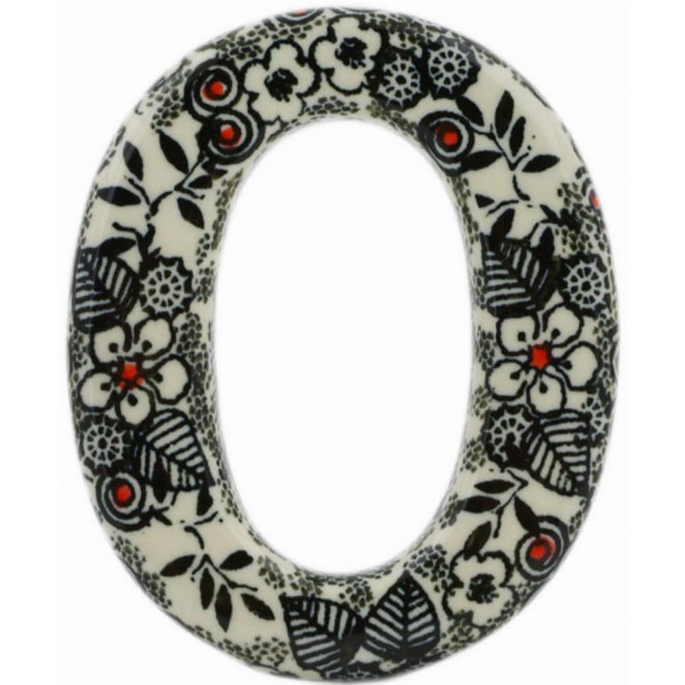 Authentic Polish Pottery House Number ZERO (0) Signature UNIKAT in Classic Black And White Design Handmade in Boles?awiec Poland by Ceramika Artystyczna + Certificate of Authenticity