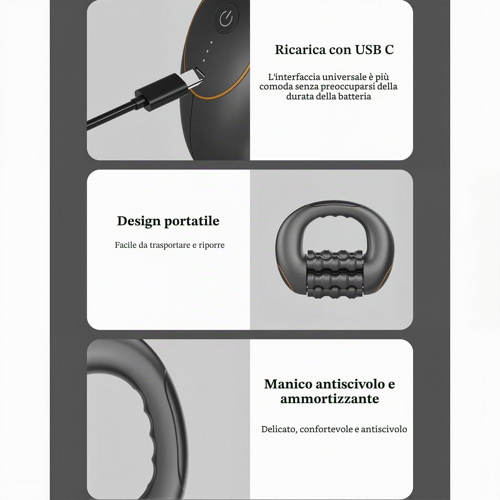 Marvixor Scult Roller, Design Bionico Intelligente a 6 Aste, Rullo di Massaggio Elettrico da 1800mAh, Rullo Muscolare Percussivo a 3 Velocità per Gambe, Schiena, Spalle (Nero-1PZ)