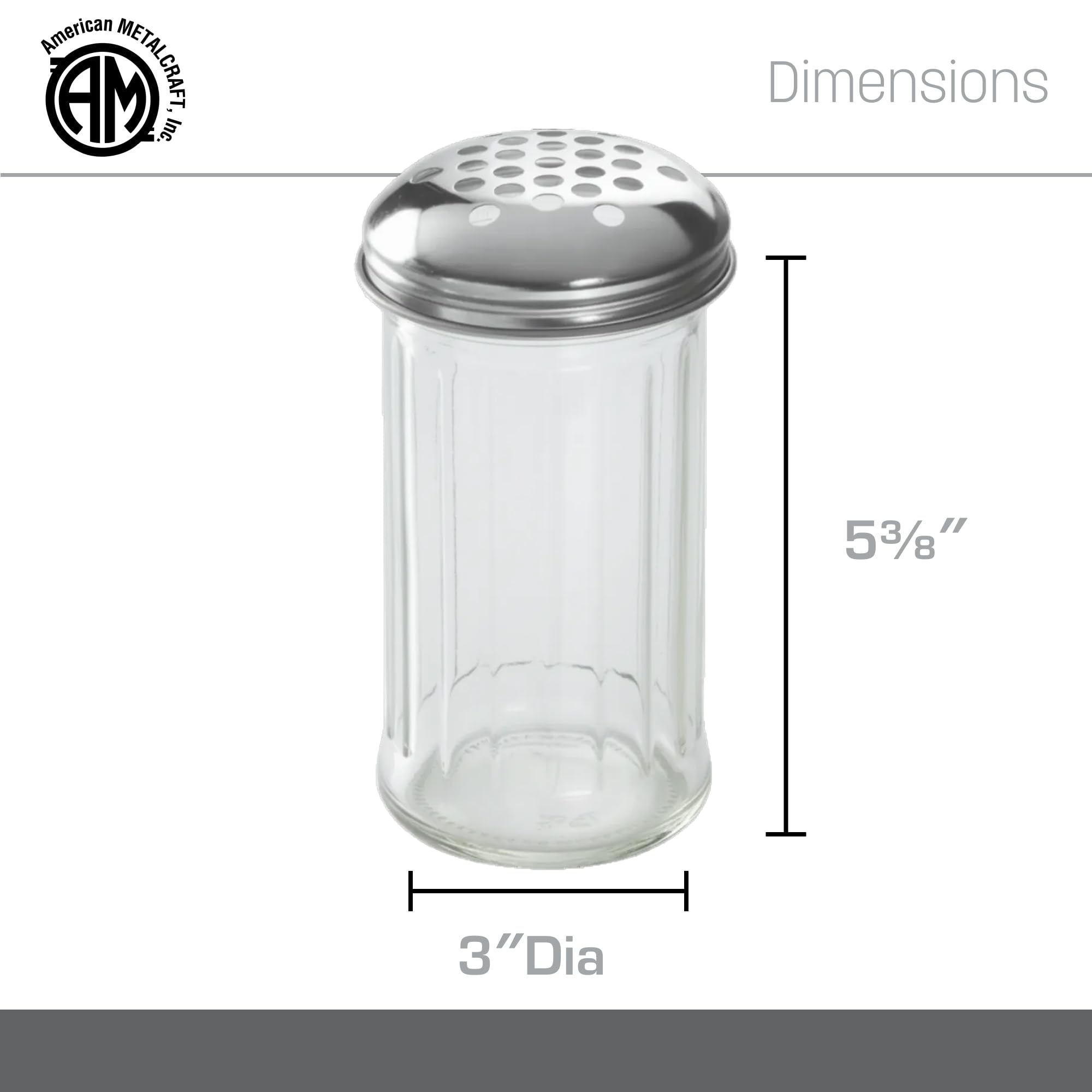 American Metalcraft (GLA319) - Shaker per formaggio in vetro, con coperchio con fori extra grandi