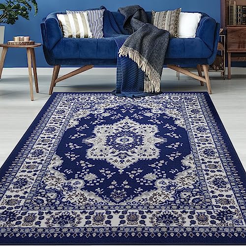 Alfombra decorativa Antep Rugs 5x7 anticorte azul
