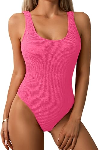 Limeeke Maillot de Bain Une pièce pour Femme - Monokini côtelé uni - Dos Nu - St