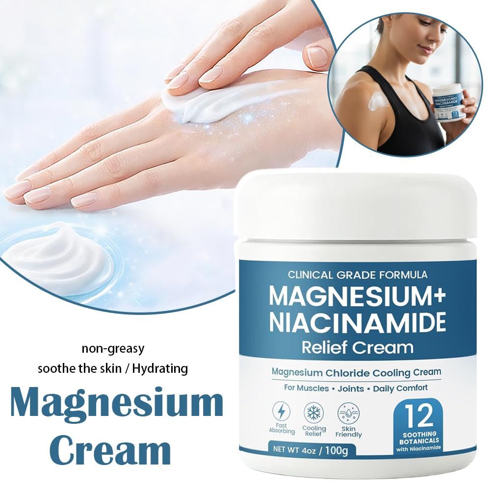 Magnesium Niacinamide Relief Cream, Magnesium Cream for Joints, Leg, Foot, 12 Ingredients for Relief, Fast Acting Cooling Formula, Lightweight, Non-Greasy — view 2