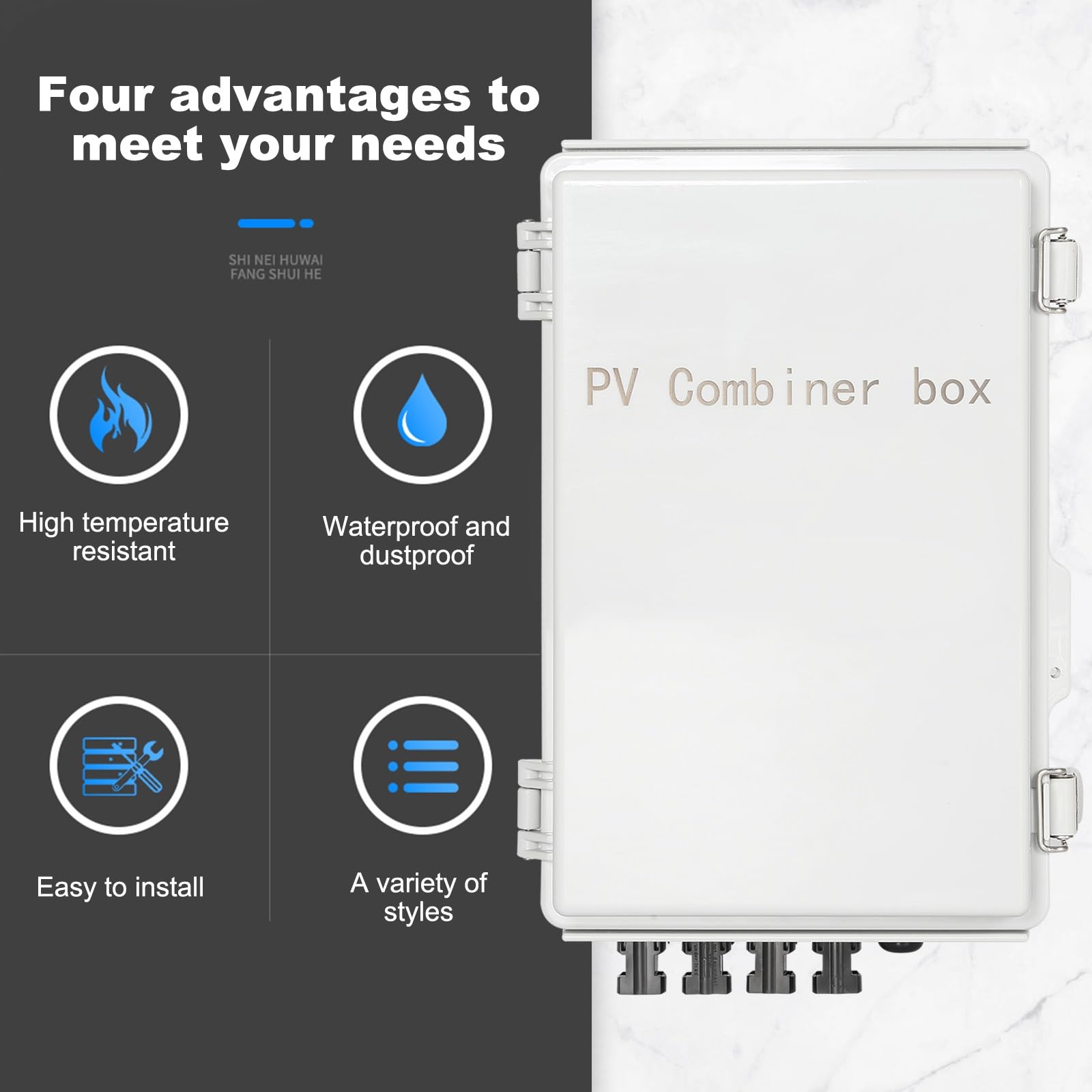 Jadeshay 4 String Solar PV-Kombinationsbox 500V 4 in 1 Out Wasserdicht Solar PV Combiner Box 63A Leistungsschalter for Solar Panel System
