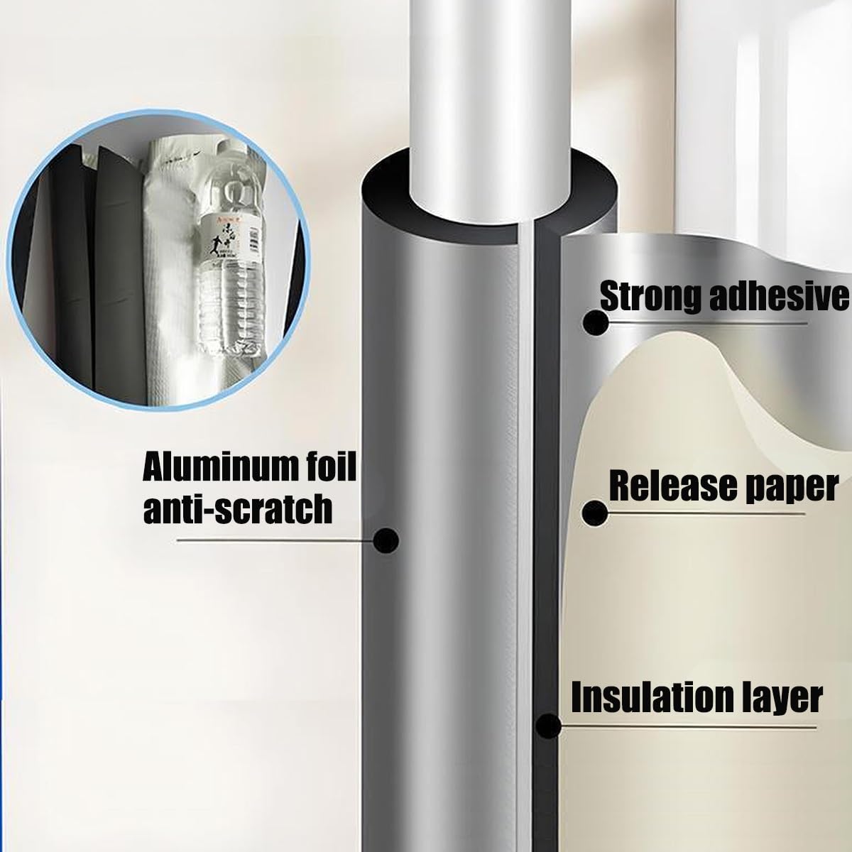 95cm Tubo Isolante Antigelo per Esterni Guaina Isolante in Gomma, Isolante Tubi in Foglio di Alluminio ID 22-219mm Utilizzato per Tubi dell'Acqua Fredda E Calda, Condizionatore(219mmx40mmx1m)