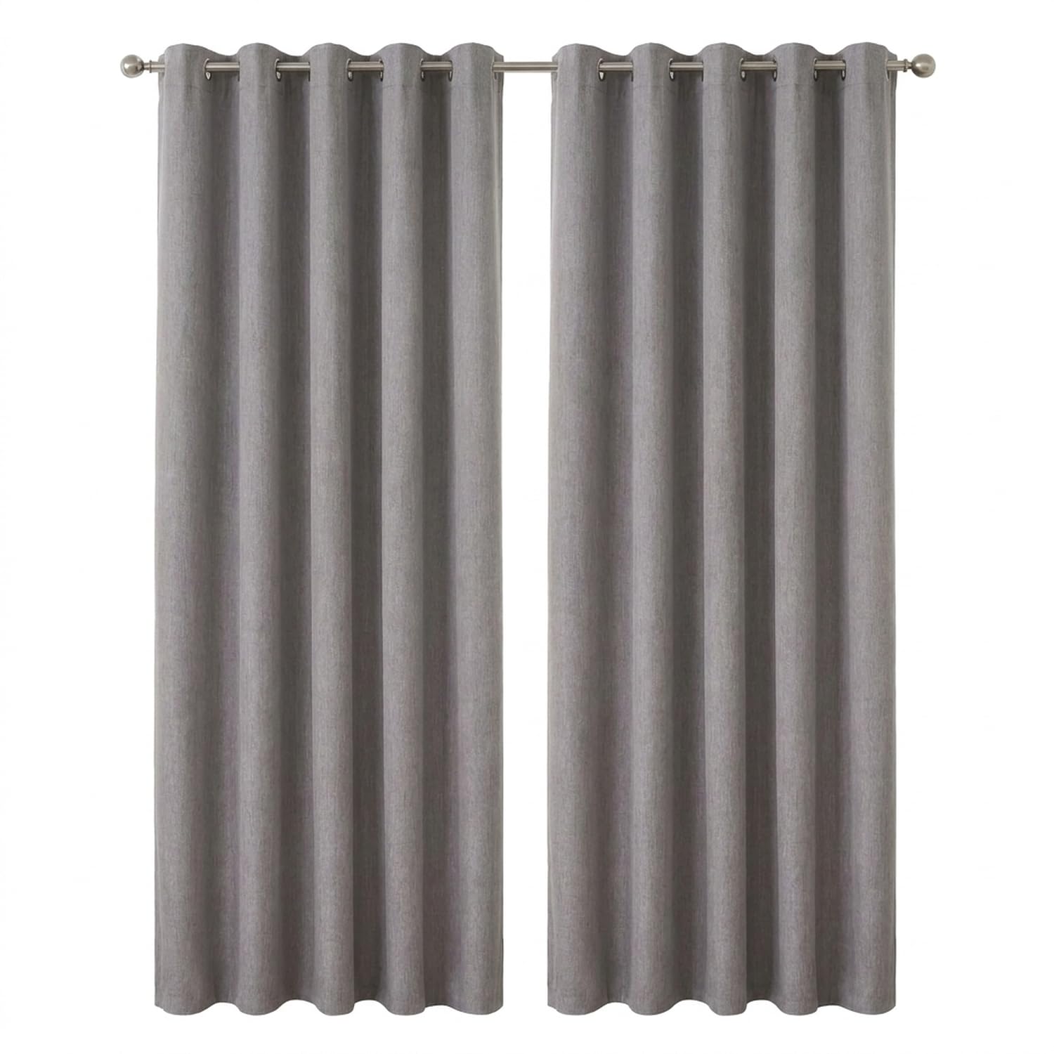 M&J Home Grey 100% Blackout Curtains Eyelet 46 x 54 Inch - Thermal Insulated Grey Curtains for Bedroom & Living Room - Noise Reducing, Energy Saving 1 Pair, 2 Panels