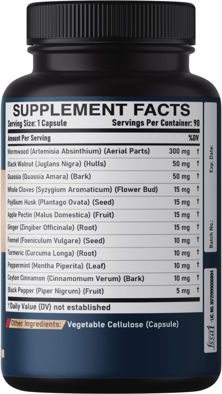 12in1 Wormwood Black Walnut Clove Capsules - Immune, and Mood Support - 3 Month Supply - 90 Vegan Capsules - Image 7