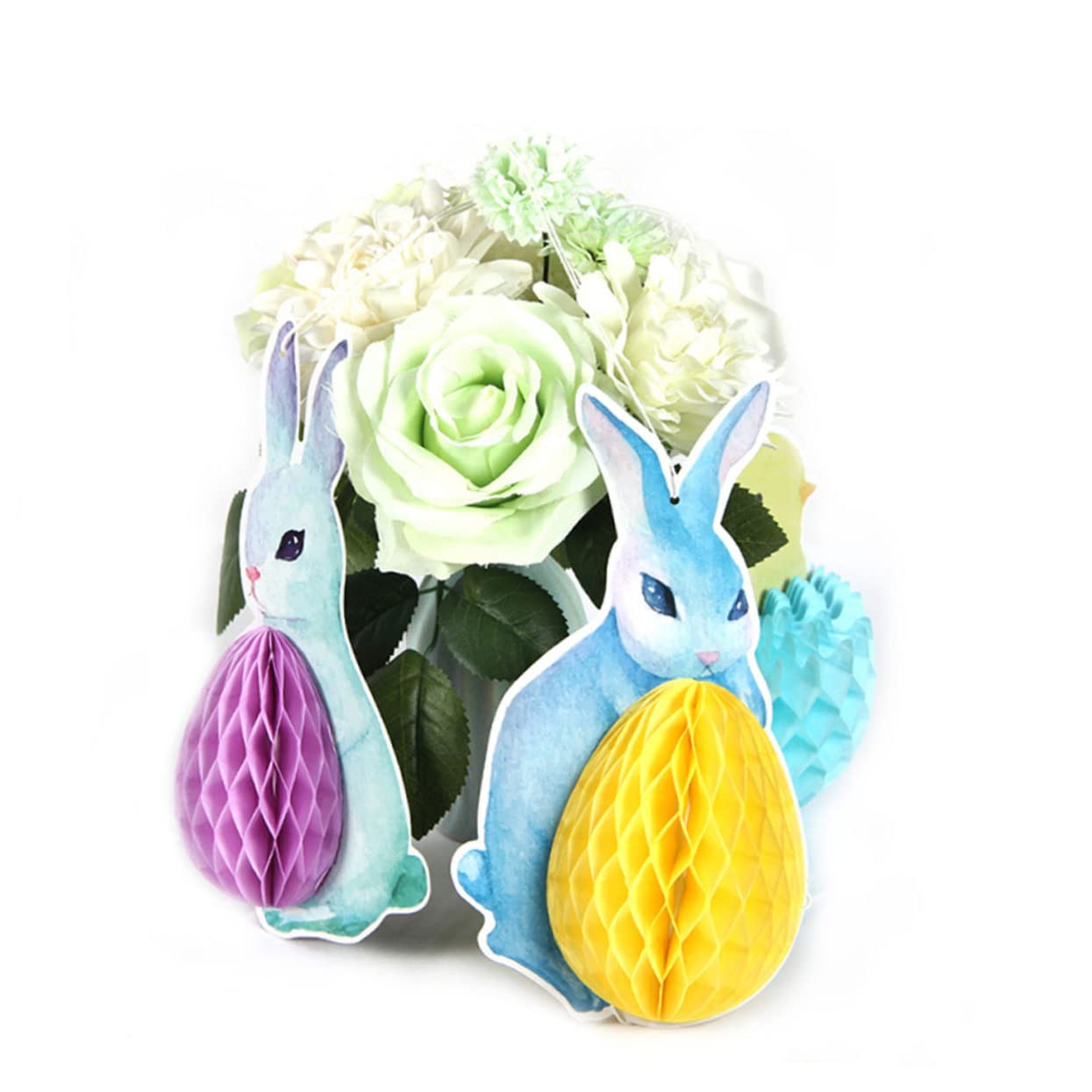 Amosfun 9 PCS Coniglio di Pasqua Decorazione Coniglietti di Pasqua Decorazione Coniglio Appeso Bunny Pendente Ornamento del Soffitto A Nido d'Ape Palla