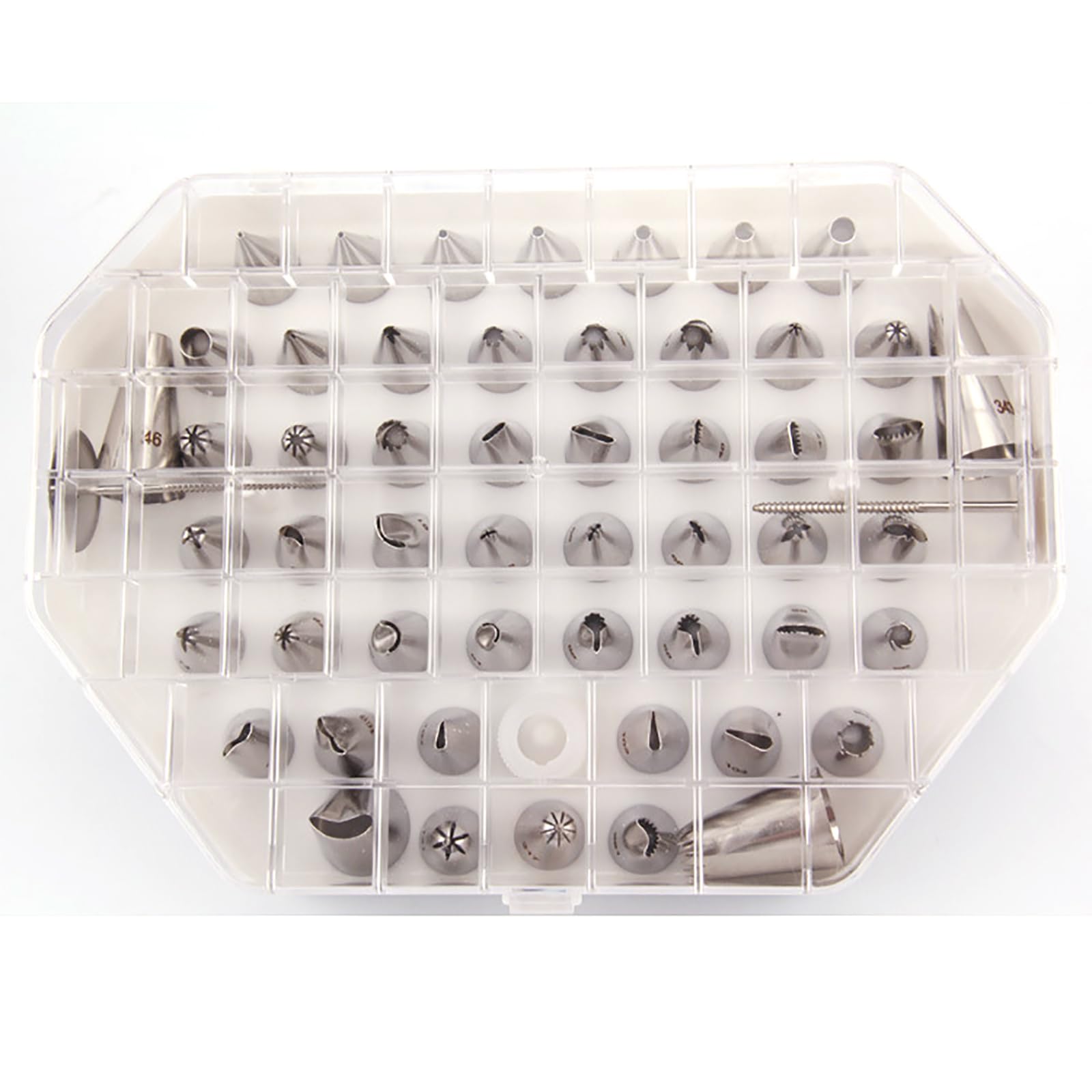 Juego de 55 boquillas de acero inoxidable con 52 puntas numeradas, 2 clavos de flores y 1 acoplador para pasteles, cupcakes y horneado