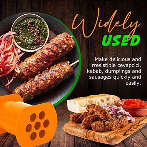 One Press Cevapcici Maker - 7 Sausages In One Press - Non Stick Kitchen Barbecue Grilling Party Molds for Easily Making Delicious Stuffed Sausages - BBQ Grill Accessories - Easy to Use