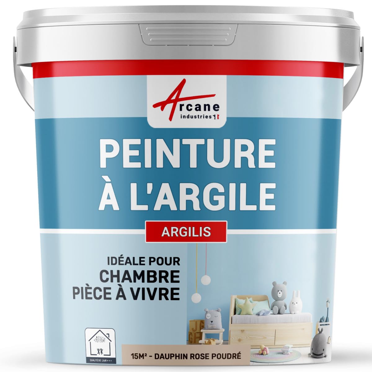 Peinture argile naturelle, decoration chambre, enfant : Argilis - 15 m² (2.5 kg en 1 couche) Dauphin Rose Poudre - ARCANE INDUSTRIES