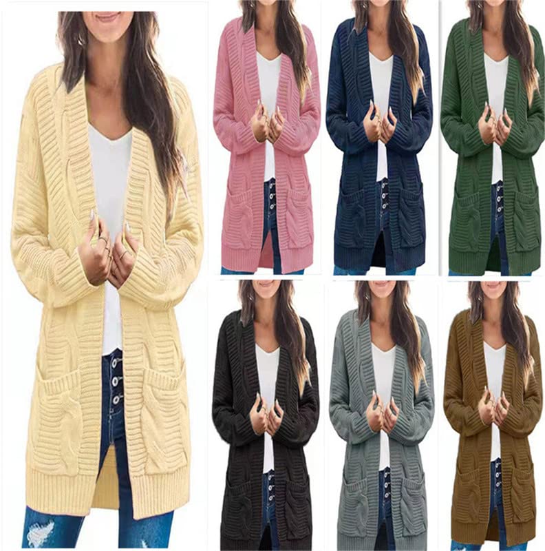 Andongnywell Women's Cable Knit Open Front Chunky Cardigans Sweaters Boyfriend Sweaters Jackets Overcoats Outwear2