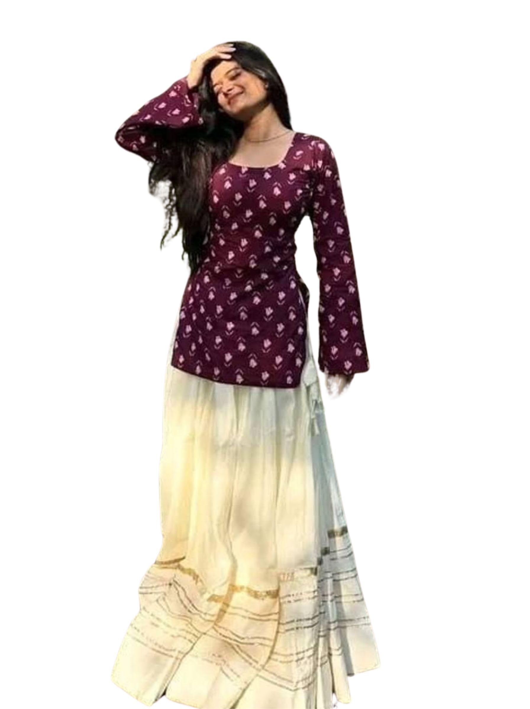 Women's Rayon Floral Print Short Kurti for Women Elegance Square Neck, Long Sleeves with Style Criss Cross Back Kurti, Top for Office Wear, Casual, Outdoor-picture-31