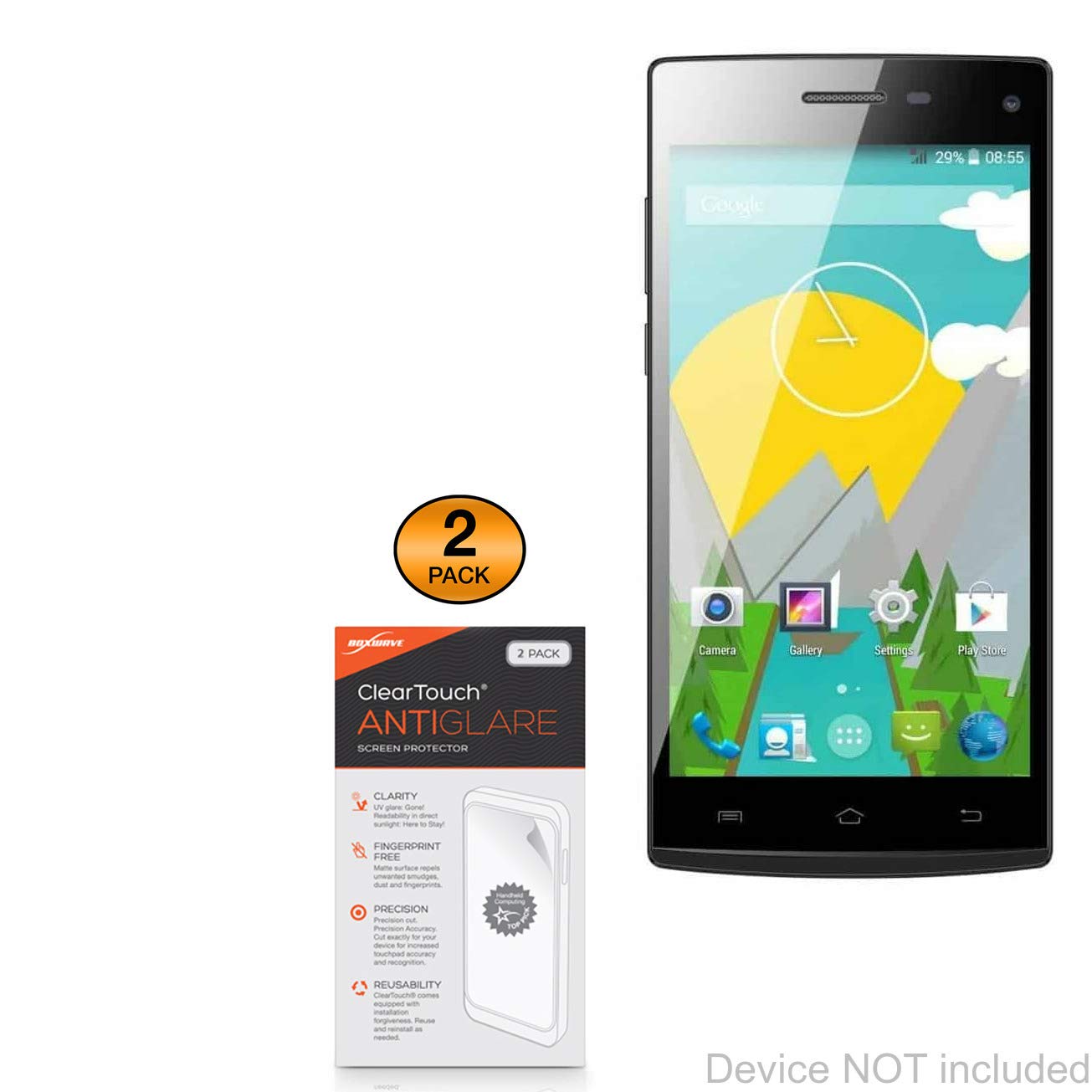 BoxWaveScreen Protector Compatible With Axgio Neon N2Q - ClearTouch Anti-Glare (2-Pack), Anti-Fingerprint Matte Film Skin