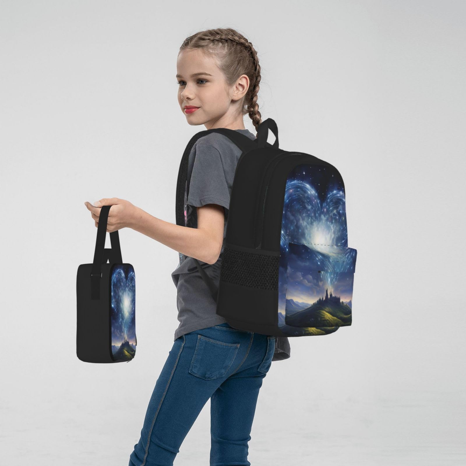 Zaino, borsa portapranzo, astuccio, set da 3 pezzi, per lavoro e