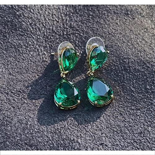 Emerald Earrings Green Large Emerald green Teardrop Drop Estate Style Earrings for Women Rhinestone Crystal Fashion Prom Wedding Waterdrop Dangle Earrings3