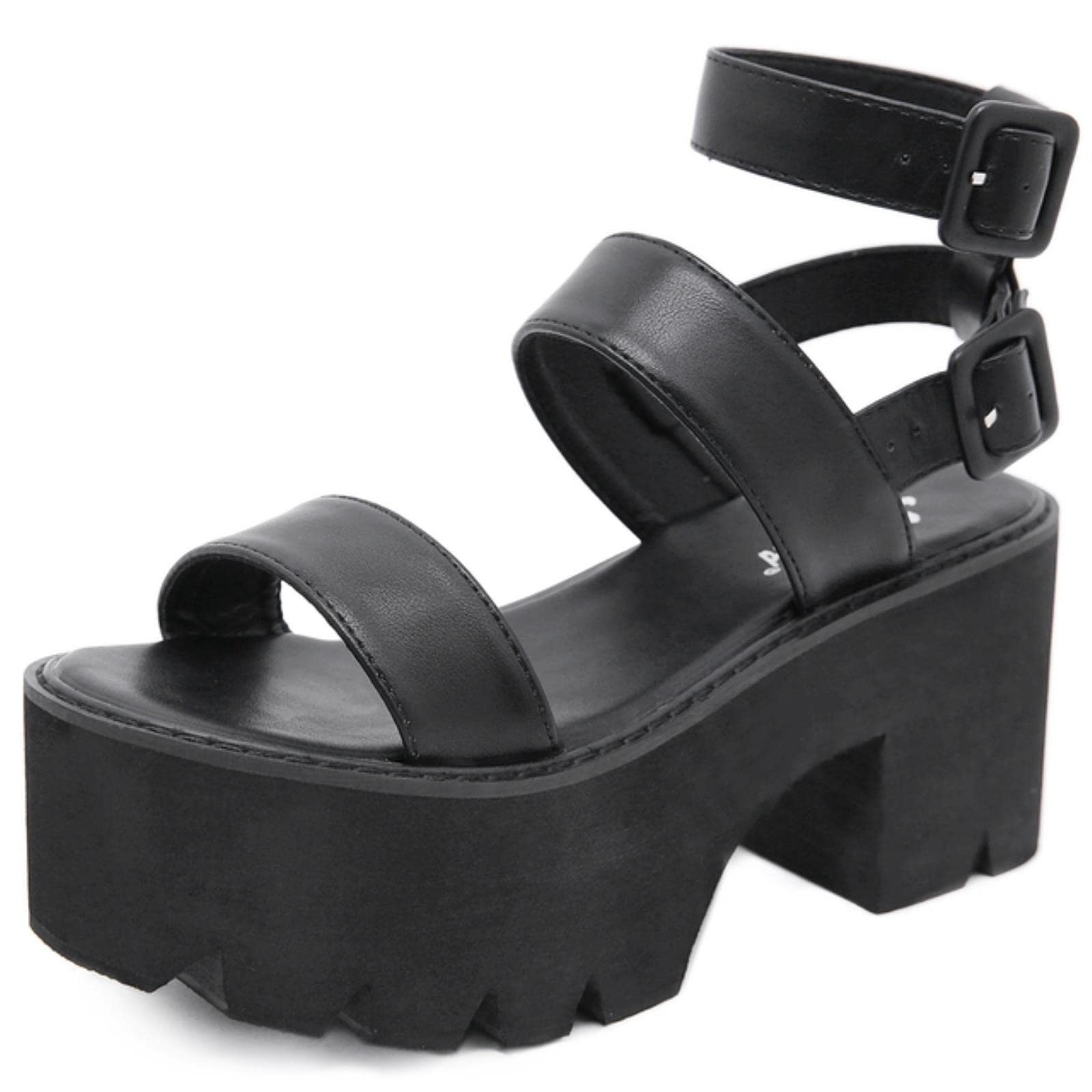 XKUNsandals Leisure Chunky Platform Sandals High Block Heels Gladiator Black Shoes Woman Trendy Summer Women Sandals