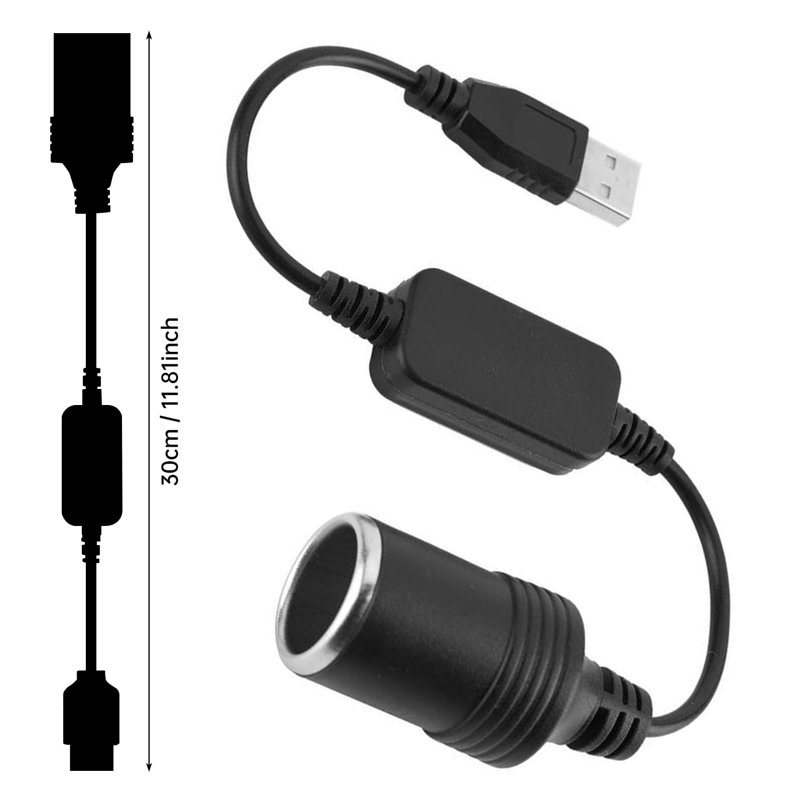 Anei Cavo convertitore da USB A maschio a presa accendisigari femmina 12 V adattatore auto per GPS Dashcam
