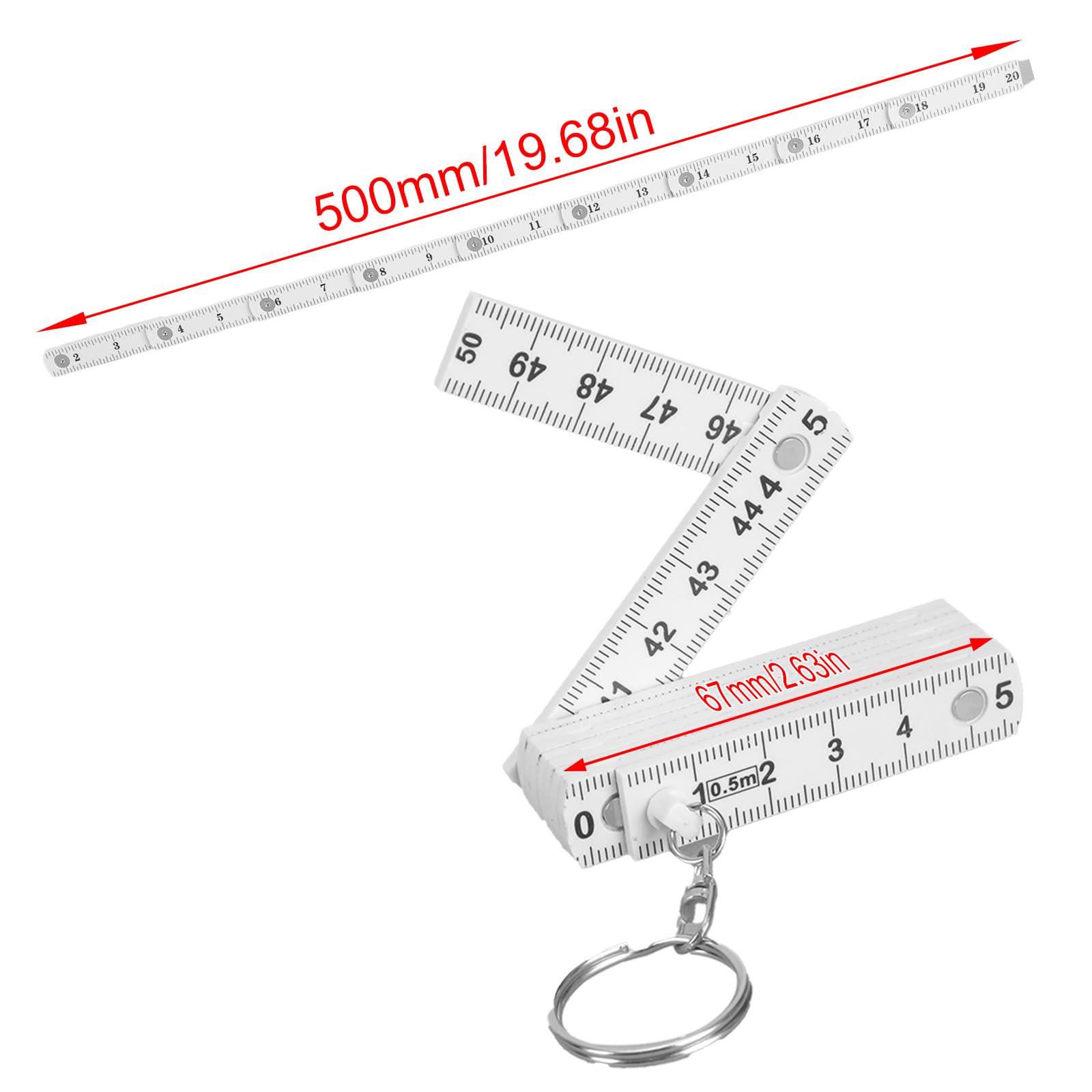 Liner pieghevole funzionale in plastica, 50 cm, piccolo strumento di misurazione, ideale per ingegneri e appassionati di artigianato, nastro di misurazione flessibile