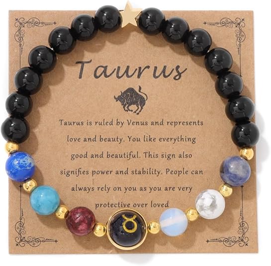 COLORFUL BLING Zodiac Bracelets for Women Men 12 Constellations Healing Crystal Stretch Bracelet Zodiac Sign Natural Stone Beaded Bracelet Horoscope Spiritual Jewelry Birthday Gift