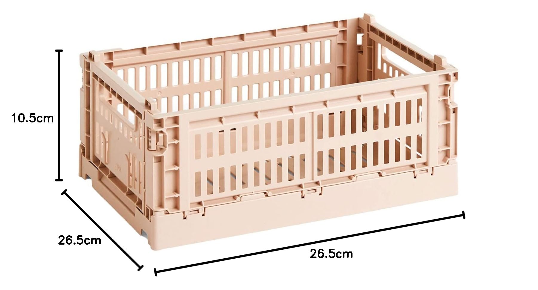 Hay Colour Crate skrzynka transportowa S z polipropylenu pochodzącego z recyklingu w kolorze proszku, wymiary: 26,5 cm x 17 cm x 10,5 cm, 541453