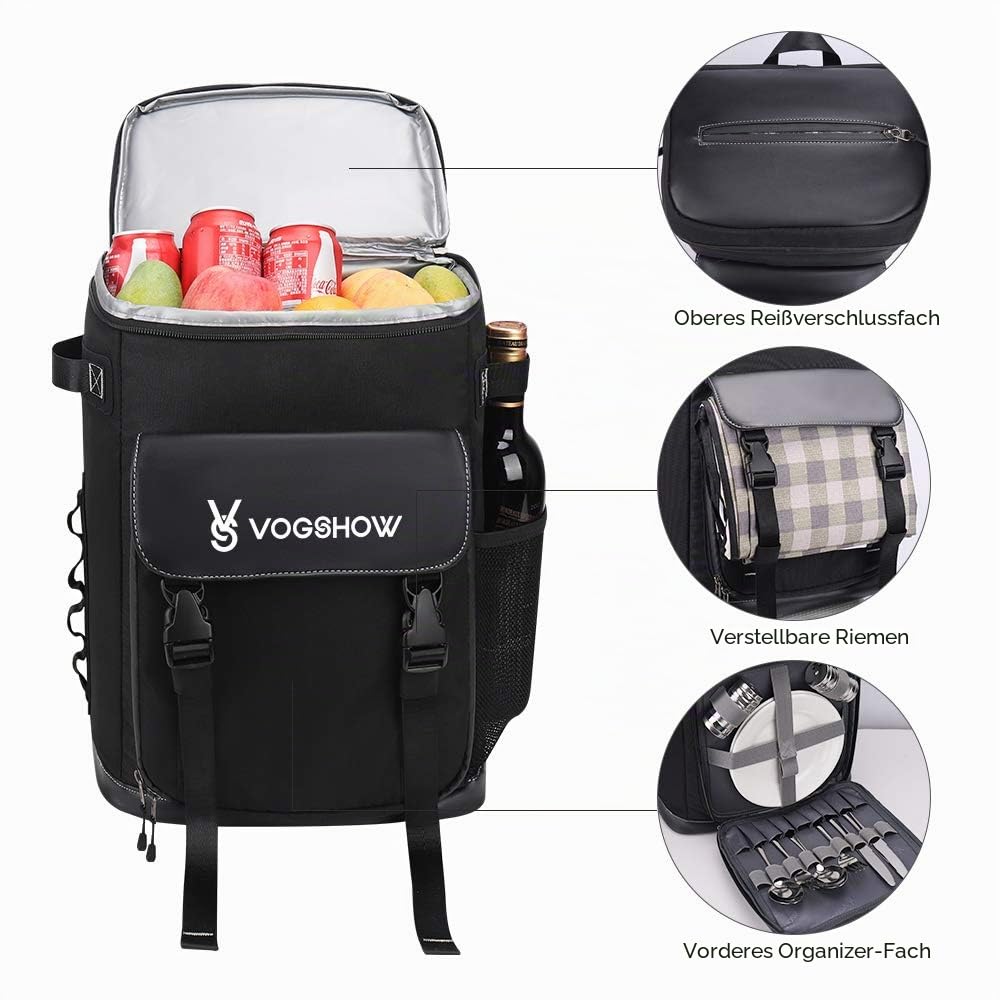Vogshow Kühlrucksack 30L Kühltasche Gross Kühlbox Wasserdicht Picknickrucksack Auslaufsicher Thermotasche Isoliertasche Multifunktionaler Rucksäcke für Camping, Outdoor, BBQ, Reisen, Angeln, Strand