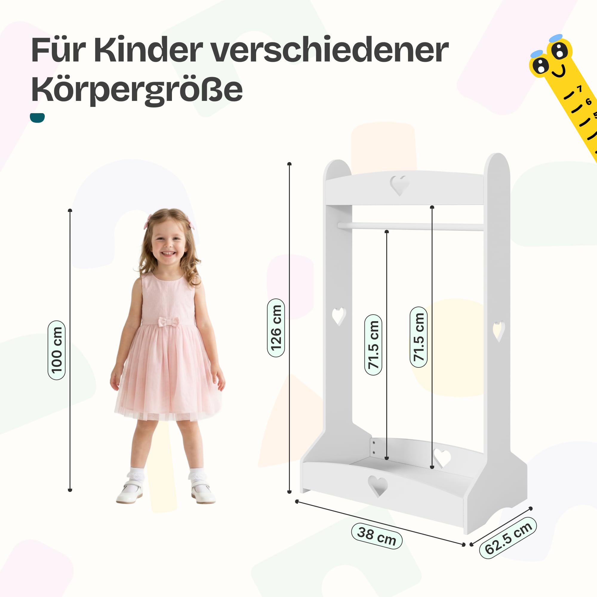 [en.casa] Kindergarderobe stehend Haandsvanssad 126x73x43 cm Weiß