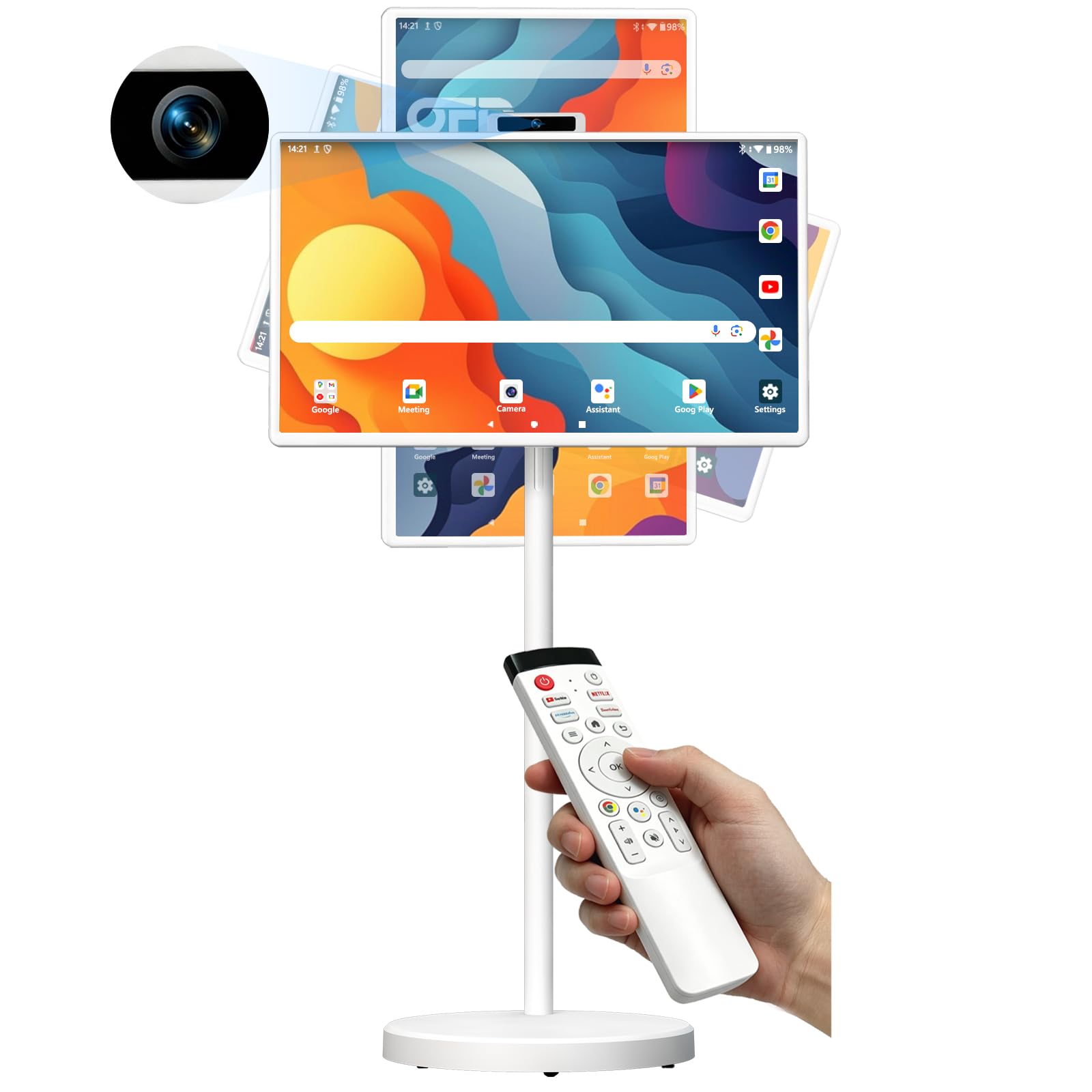 OFD 32" Smart Portable TV on Wheels,Touchscreen Rolling TV Mobile for Homes