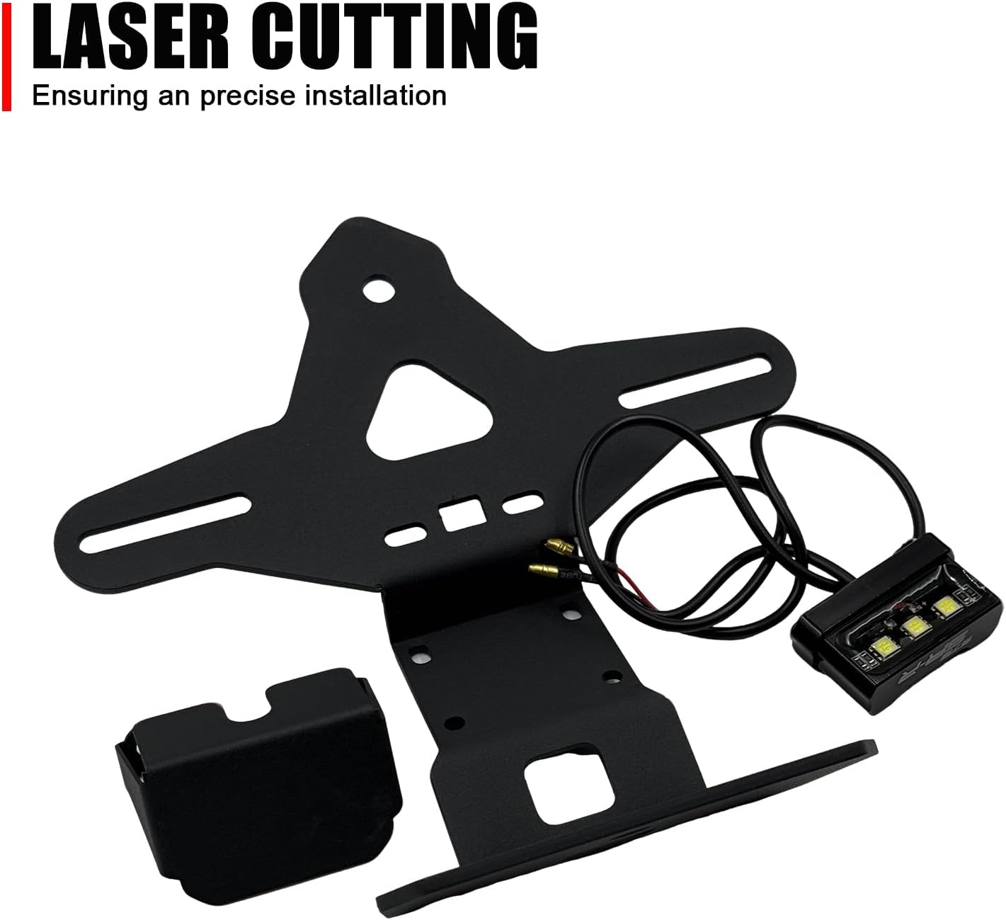 Tidy Tail License Plate Frame Fender Eliminator with LED Light Compatible with CFMOTO 675SS/675NK 2025,Stainless Steel,Laser Cutting,CFMOTO 675SS Accessories,CFMOTO 675NK Accessories