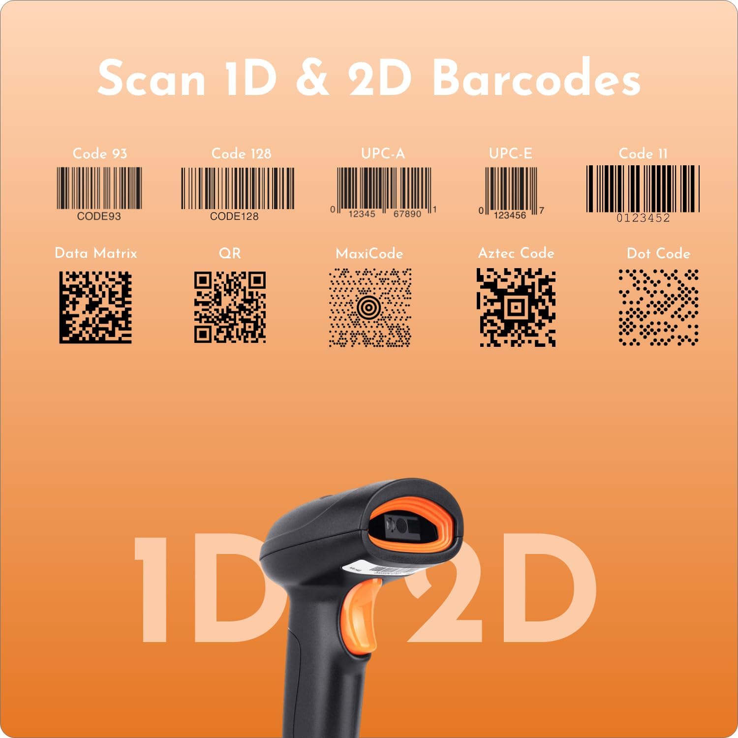 PX40 Wireless 2.4GHz 2D & 1D Barcode Scanner (QR Code & Barcode) | Wired & Wireless(Rechargeable) Connectivity | Strong ABS Body | 1 Year Warranty (B29) 2