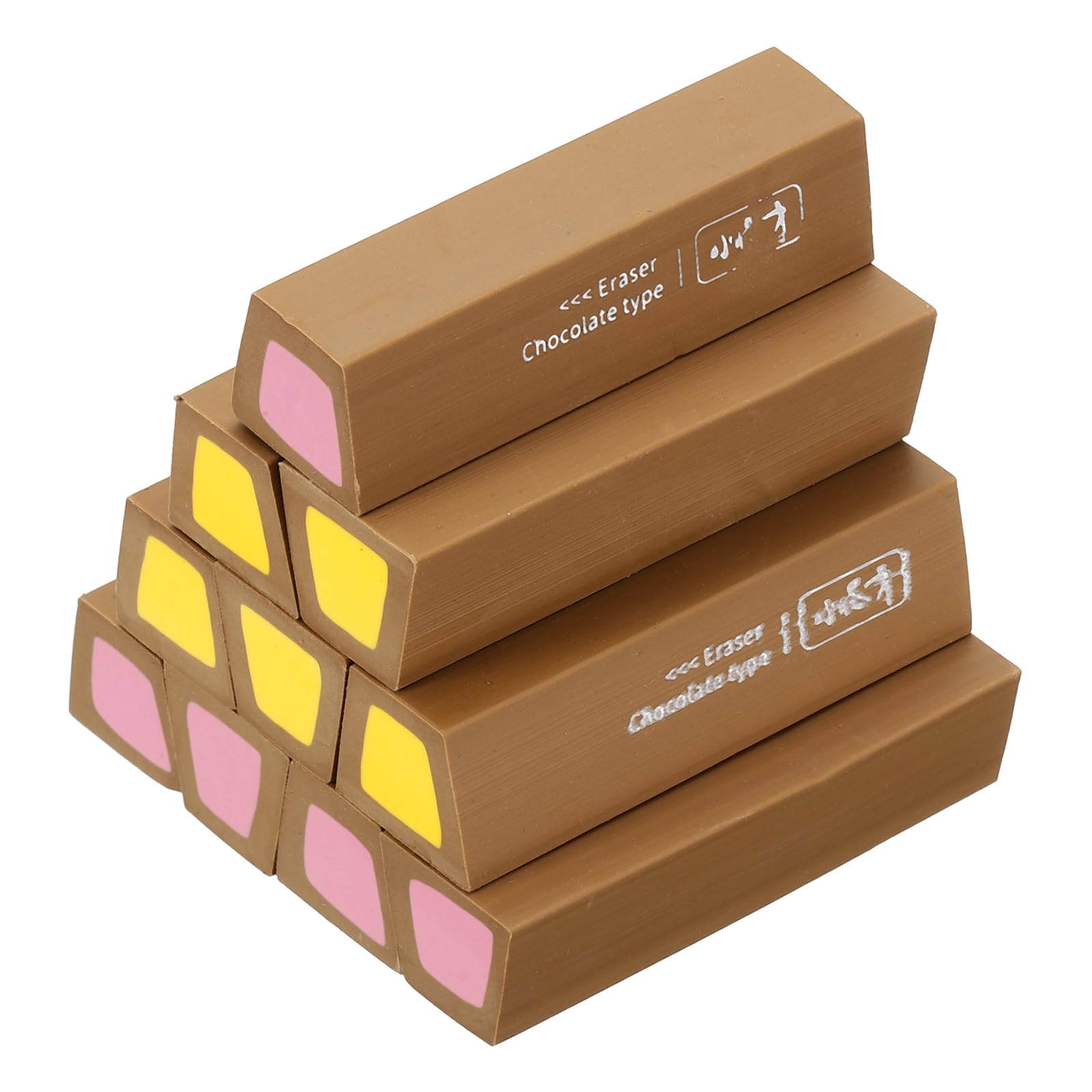 PATIKIL Pencil Erasers Rubber, 10 Pcs Art Eraser, Small Rectangular Pencil Rubber Scented for Drawing Writing Math Office Home Stationery Supplies, Dark Brown/Yellow/Dark Pink