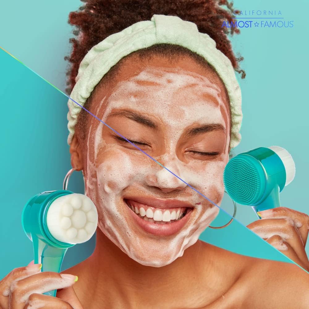 Almost Famous 2-in-1 Facial Cleansing & Exfoliating Brush, Turquoise