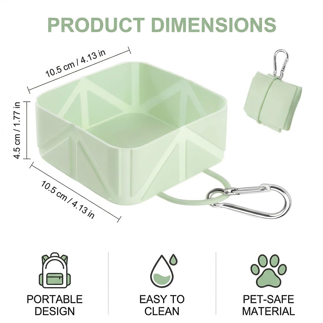Cuenco plegable para mascotas para viajes y paseos para perros y gatos(verde)
