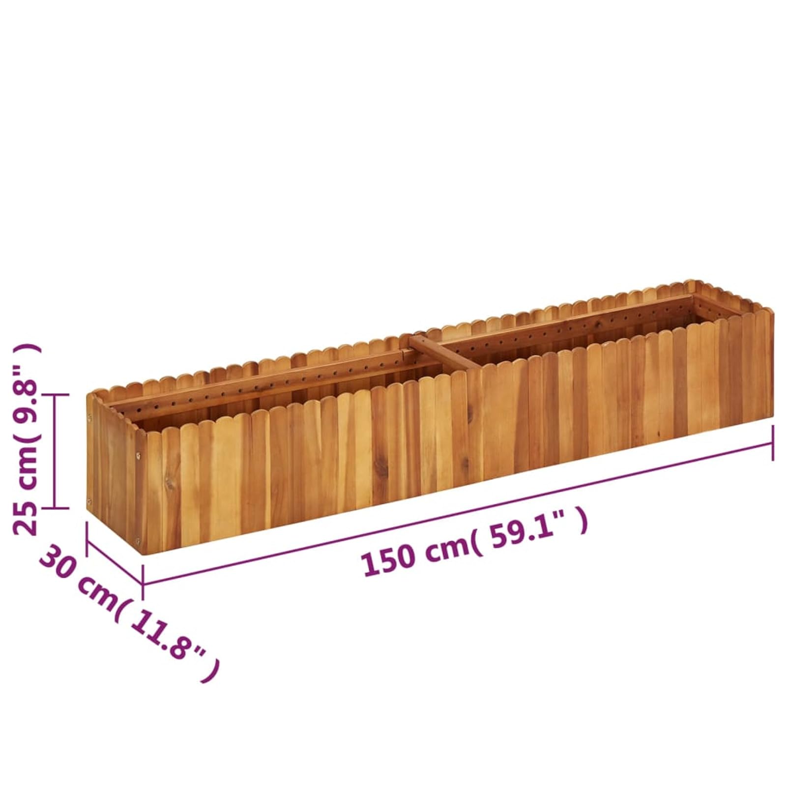 Arriate, Mesa De Cultivo, Huerto Domestico, Cultivo De Plantas Aromaticas, Arriate De Jardín, de Madera Maciza de Acacia 150x30x25 cm