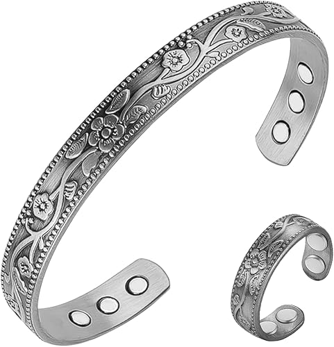 Vicmag Pulsera de cobre para mujer, artritis, terapia magnética articular para aliviar el dolor, túnel carpiano, 3500 Gauss, pulseras magnéticas 100