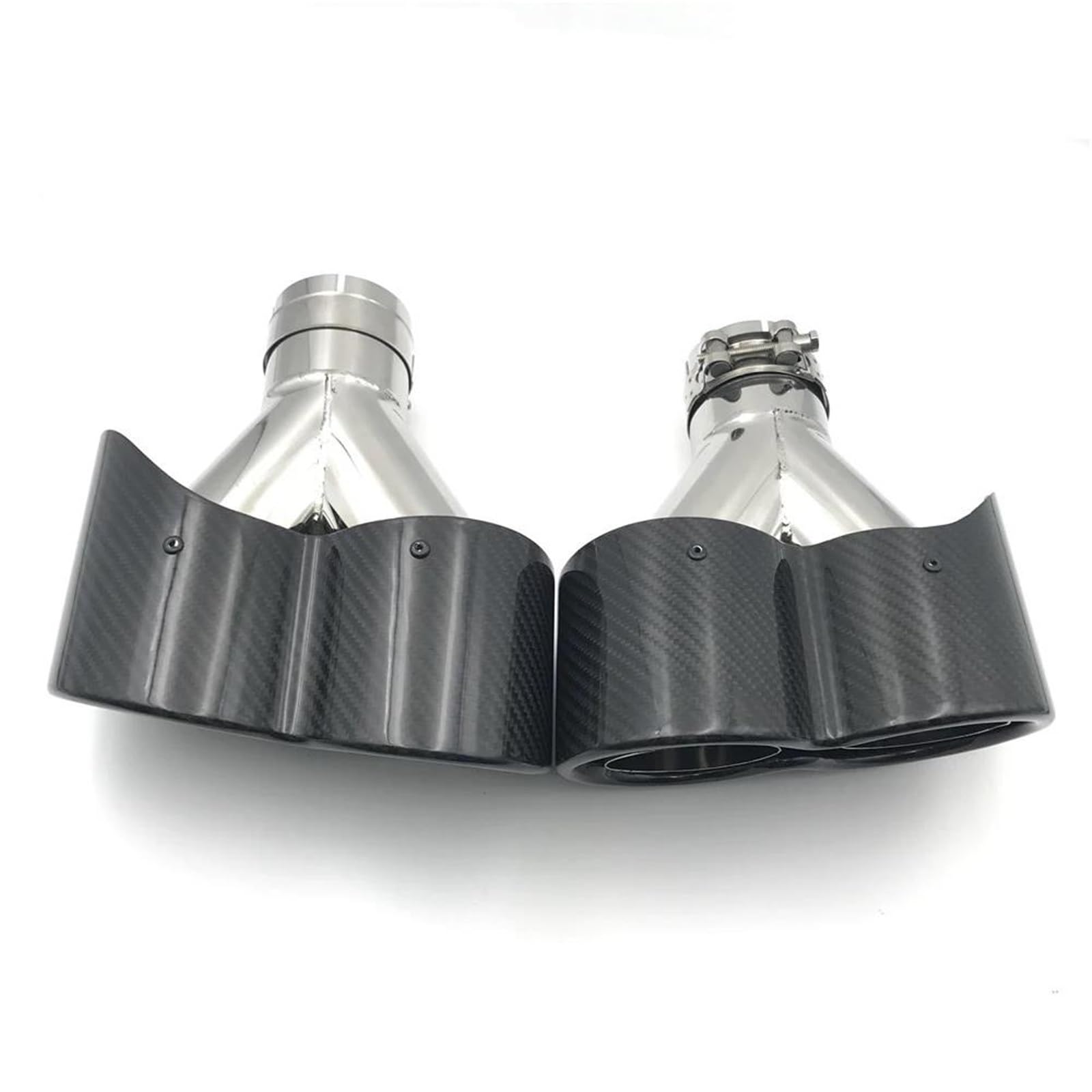 1 Paio di Terminali di Scarico Doppi in Acciaio Inossidabile Lucido Terminali di Scarico Universali Modello Y Silenziatori per Auto. Terminale di Scarico per Auto(ID 73mm-OD 180mm)