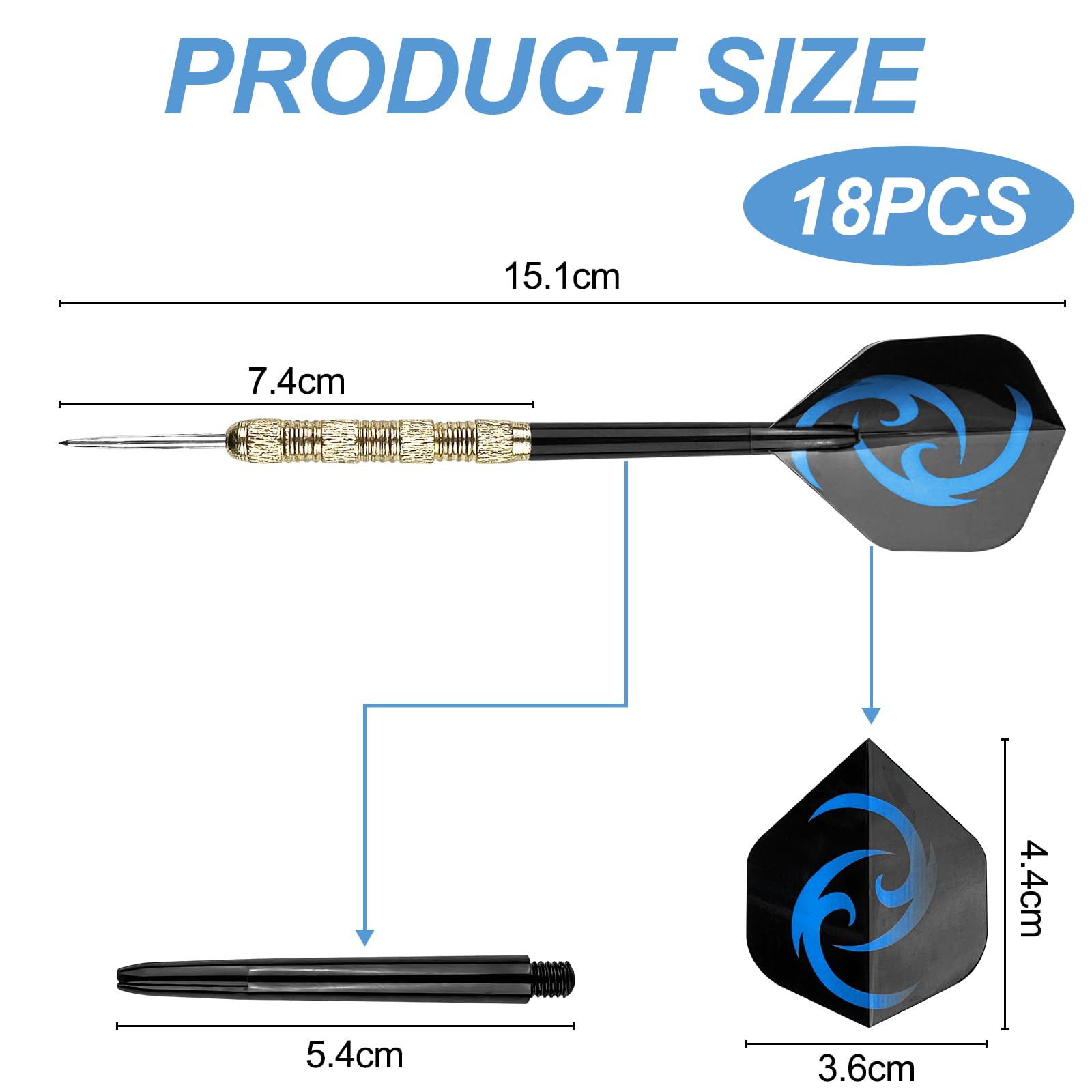 Wingluge 18 Pezzi Freccette in Metallo, Freccette Punta Acciaio 14 Grammi, Freccette Steel Professionali, Set di Darts per Principianti, per Bersaglio Freccette, Sala Giochi, Sbarra