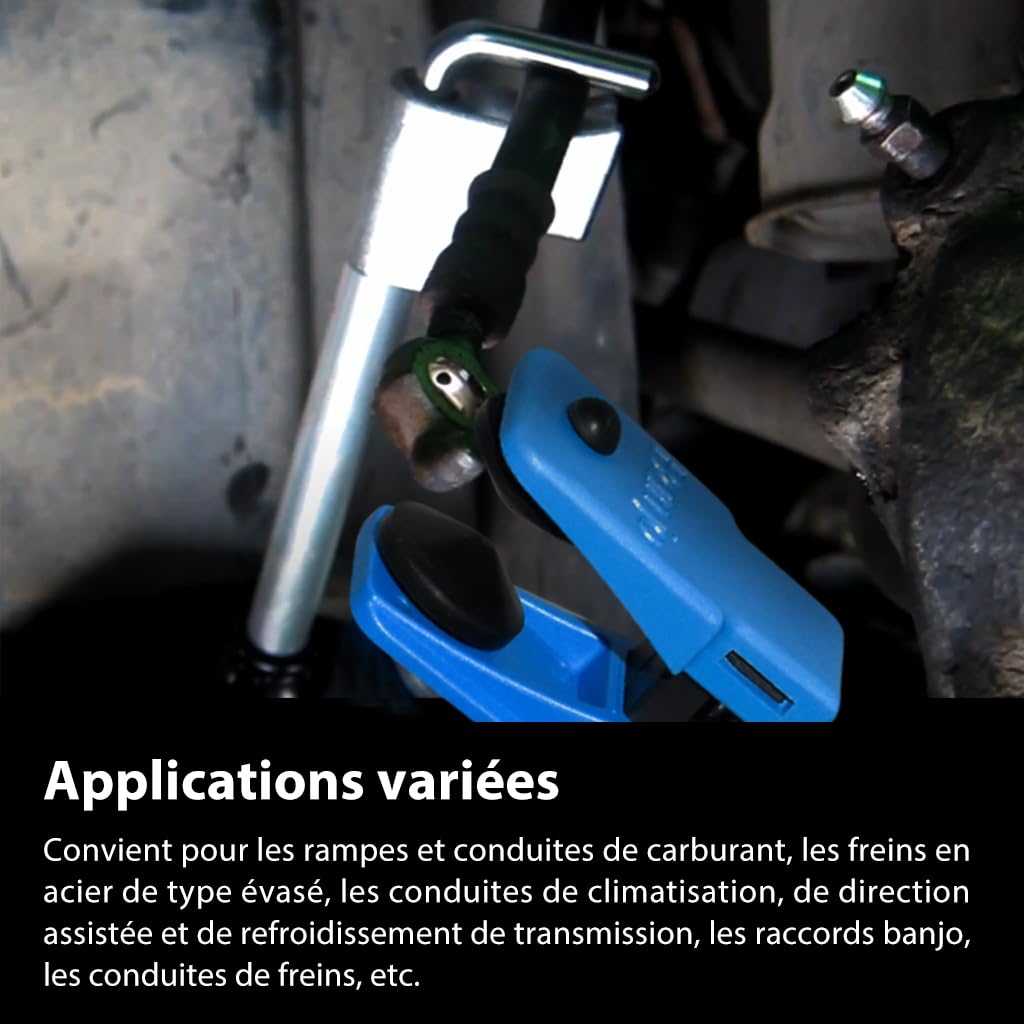 FIRSTINFO Kit de Pinces de Blocage pour Conduites de Frein et Carburant, 4 Pièces pour Tuyaux Acier 3/8", 5/16" et 1/2", Outil de Maintenance Automobile F3929