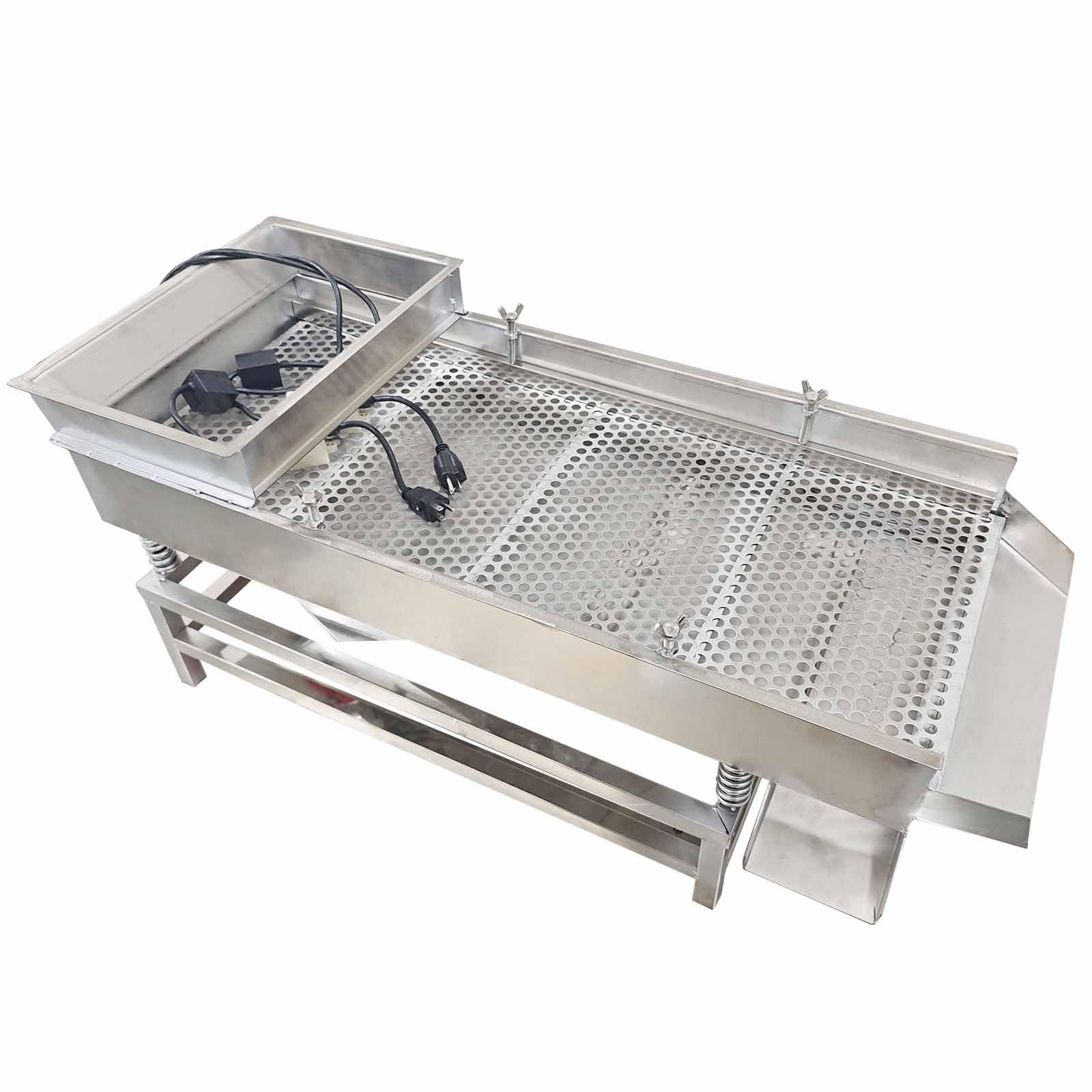 WYDDDARY Straight Vibrating Sieve Electric Linear Sifter Machine Stainless Steel Linear Vibrating Screen Single Layer Double Motors 15mm Round Mesh 110V