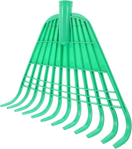 Plastic Garden Hand Rake Head with Teeth for Lawn Leaf Collection Lightweight Replacement for Shrub Soil Cleaning and Farm Gardening Green
